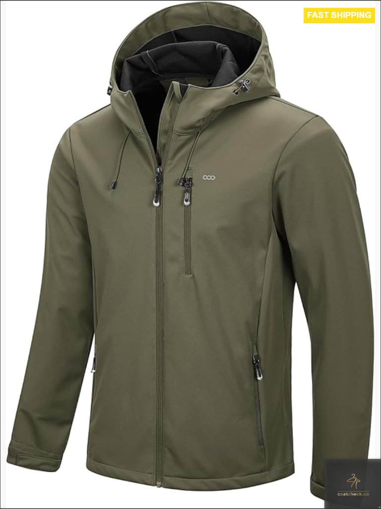 Men's Softshell Jacket Hooded Waterproof Windbreaker Lightweight Outdoor Hiking
